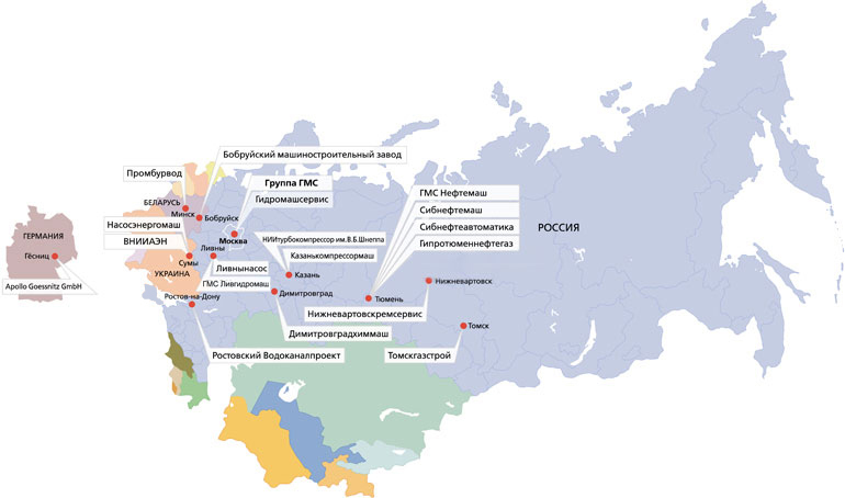 Карта компаний Группы ГМС